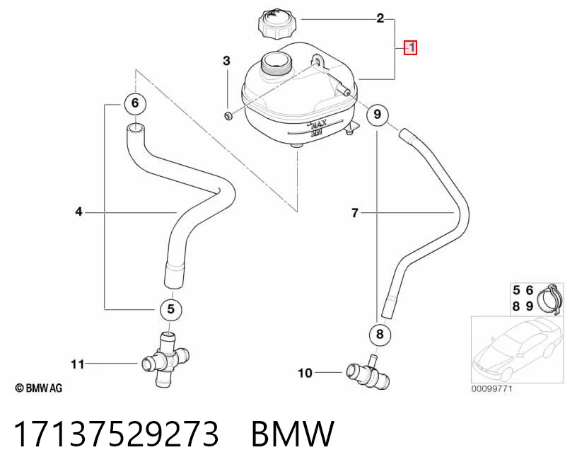 Vaso de expansión para Mini Cooper R50, R53