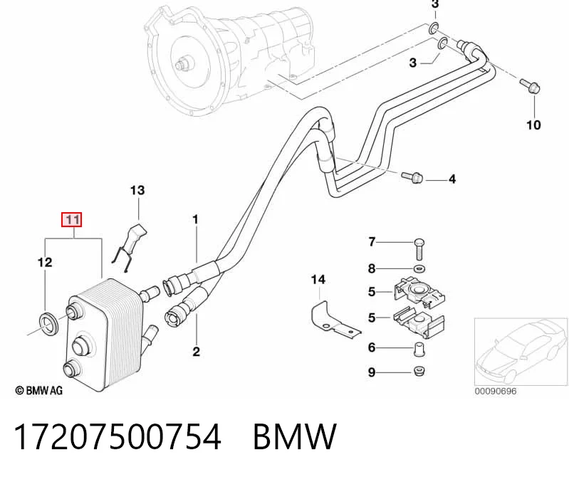 17207500754 BMW Radiador de refrigeración de la transmisión