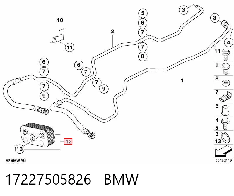 17227505826 BMW Radiador de refrigeración de la transmisión
