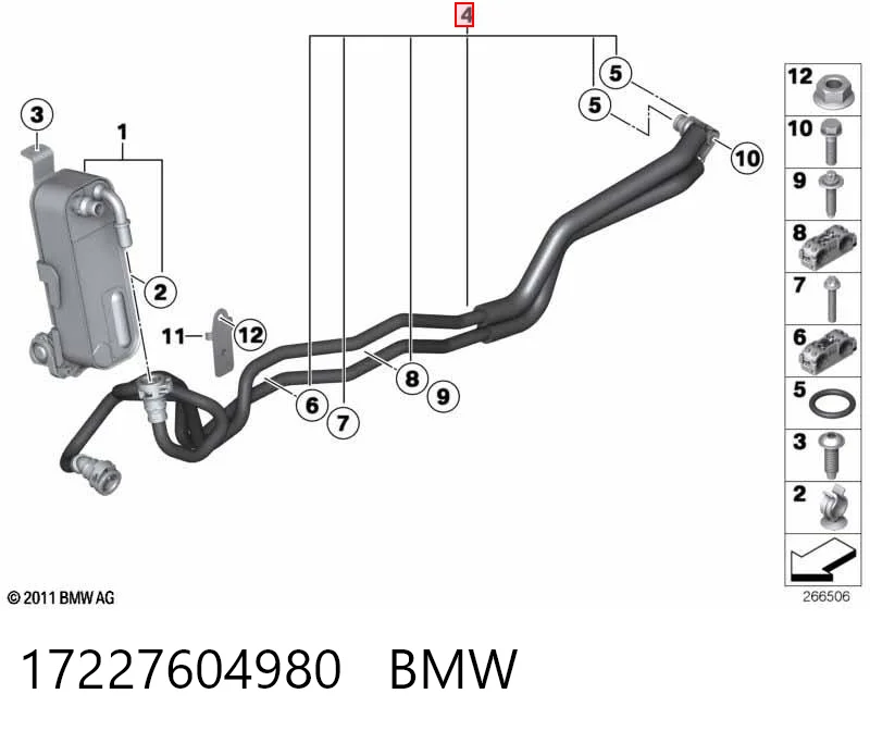 17227604980 BMW Tubo doble de refrigeración de transmisión automática