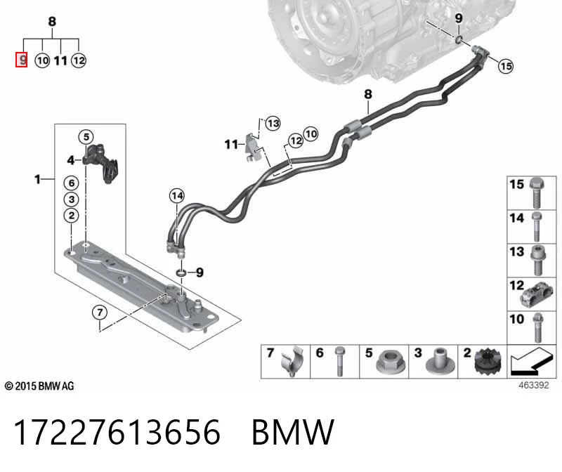 17227613656 BMW Anillo de sellado de tuberías del sistema de lubricación