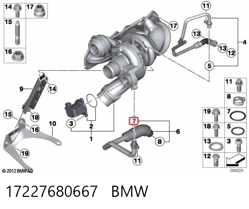 17227680667 BMW Anillo de sellado de la manguera de descarga del compresor