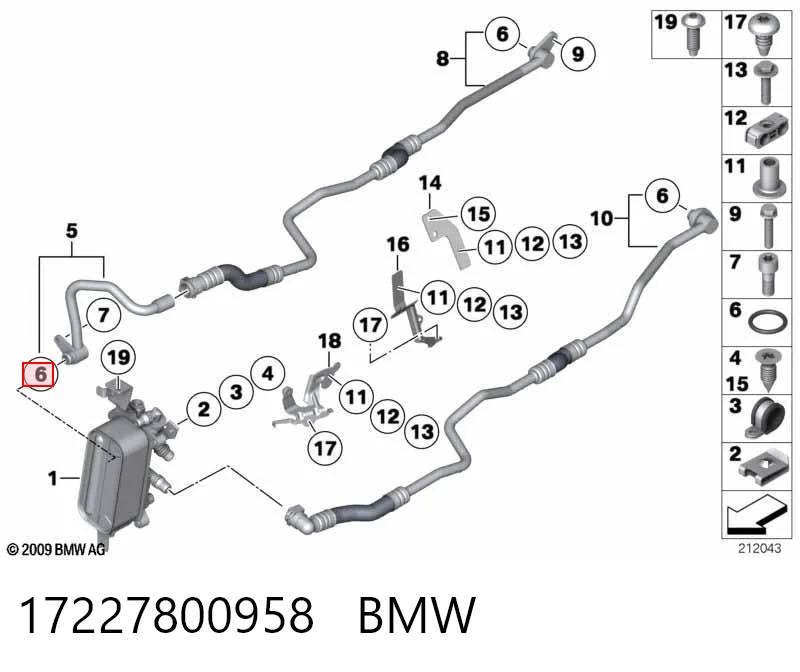17227800958 BMW Junta de tapa del tubo de llenado de aceite