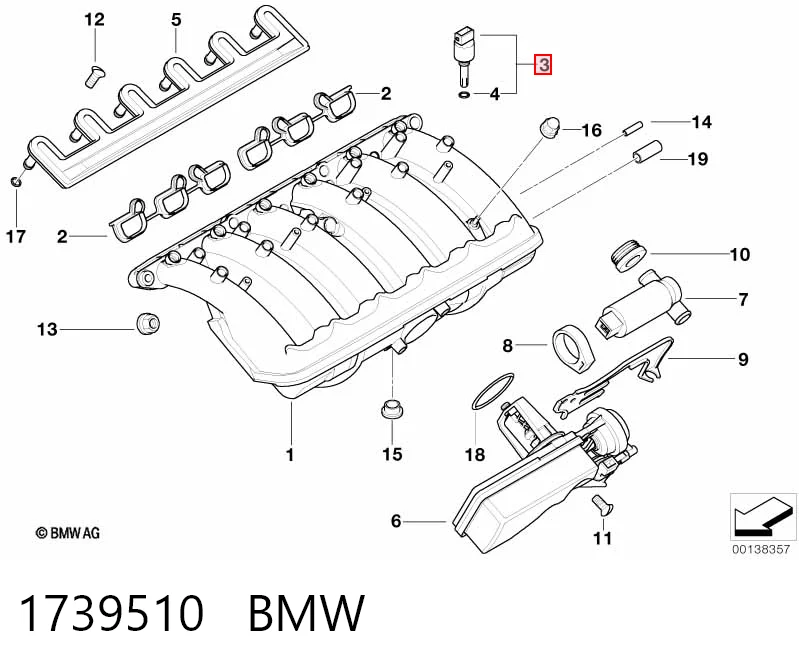 1739510 BMW Sensor de temperatura del aire de admisión