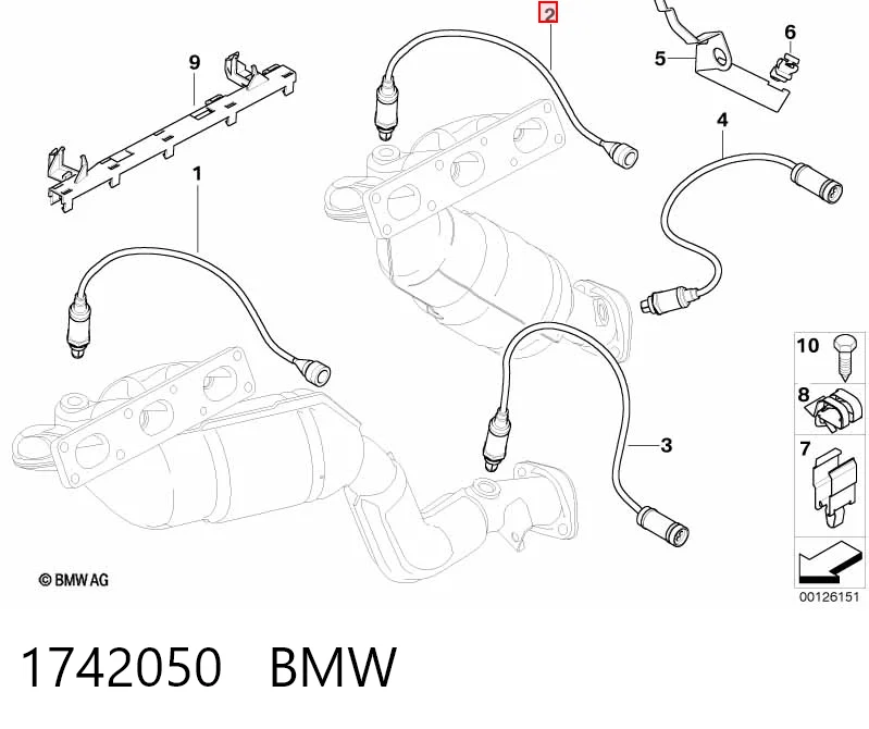 1742050 BMW Sonda lambda, sensor de oxígeno antes del catalizador izquierdo