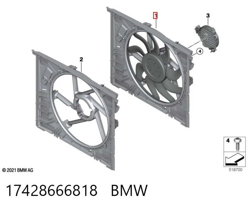 17428666818 BMW Ventilador de refrigeración del motor