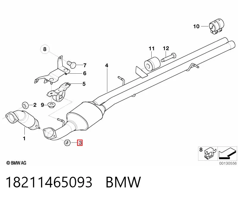 Tuerca de fijación del tubo de escape 18211465093 BMW