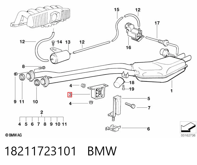 18211723101 BMW Soporte de escape