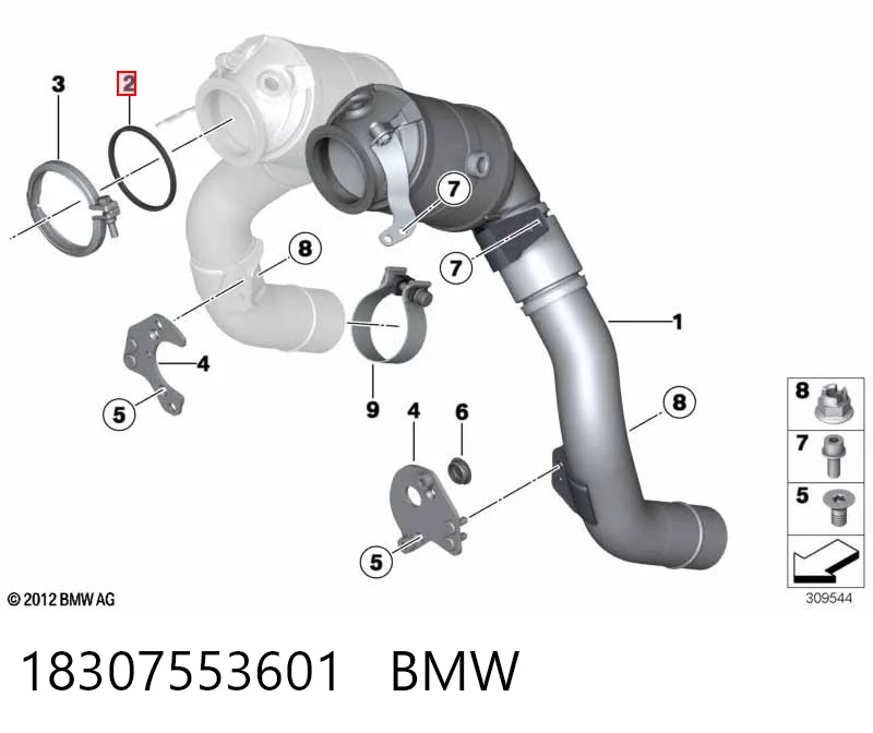 18307553601 BMW Anillo de la tubería de admisión del silenciador