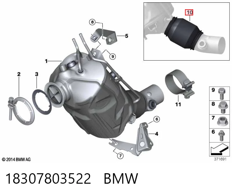 Arandela de asiento del inyector 18307803522 BMW