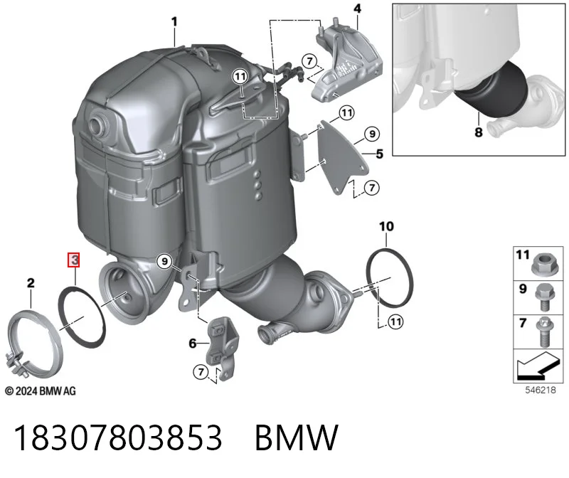 18307803853 BMW Junta delantera del filtro de partículas