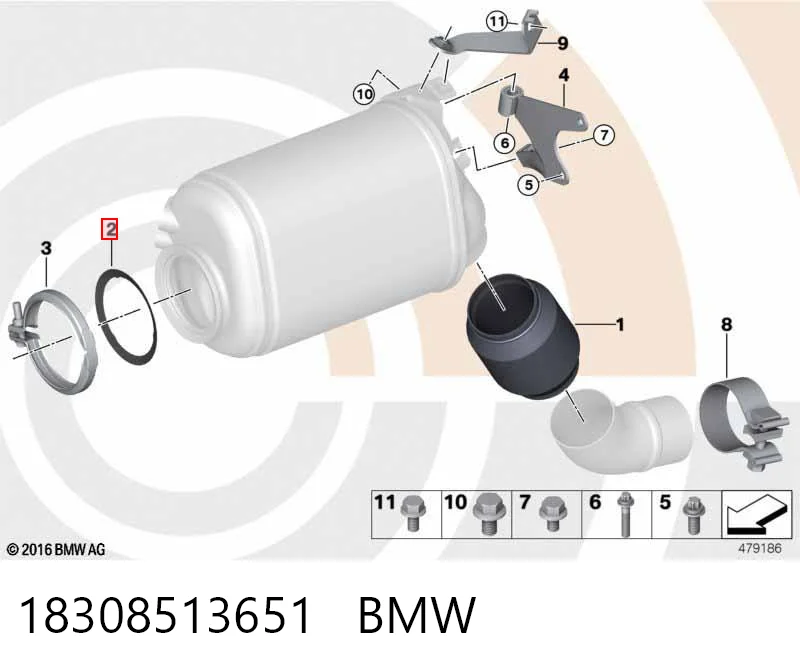 18308513651 BMW Junta delantera del filtro de partículas