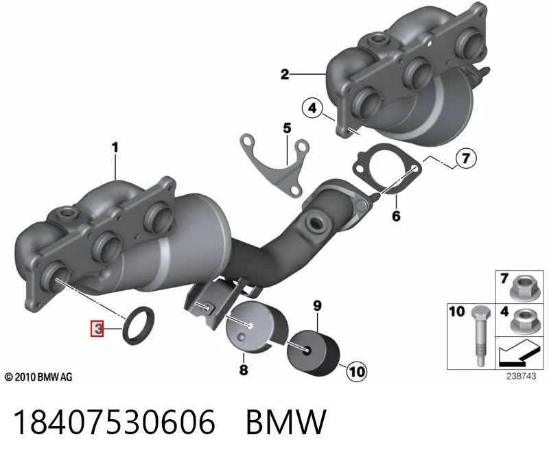 18407530606 BMW Junta colector joint