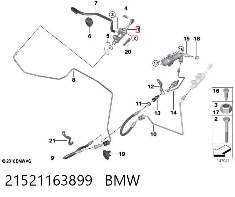 21521163899 BMW Cilindro maestro de clutch