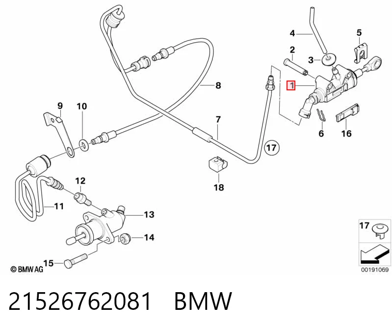 21526762081 BMW Cilindro maestro de clutch