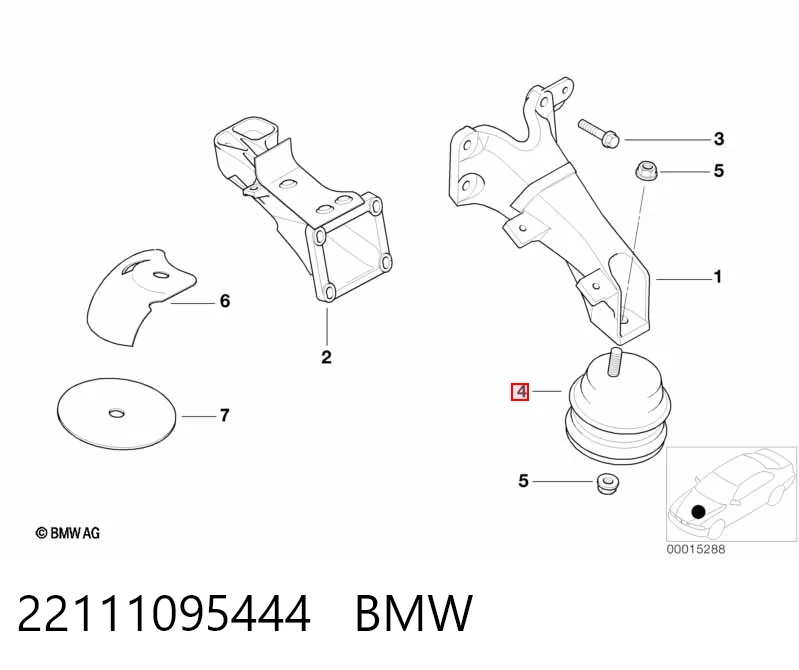 22111095444 BMW Soporte elástico, suspensión del motor, Izquierda / Derecha