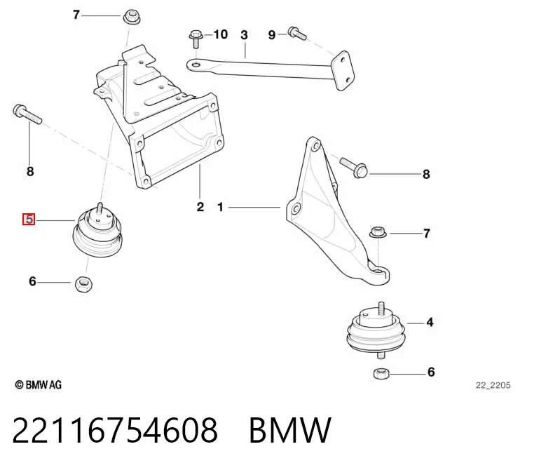 22116754608 BMW Almohada del Motor Izquierda / Derecha