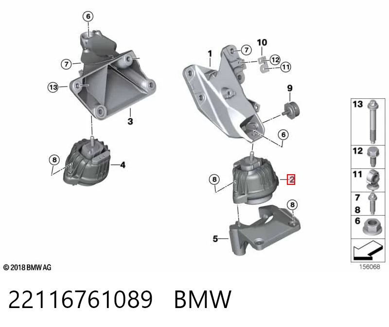 22116761089 BMW Cojín del motor