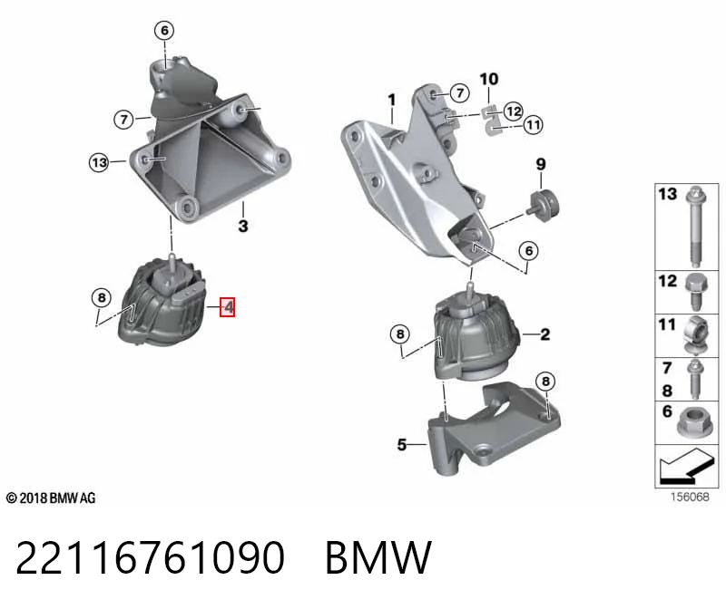 22116761090 BMW Soporte de motor derecho