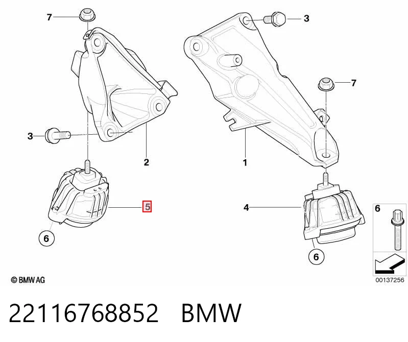 22116768852 BMW Soporte de motor derecho