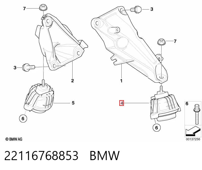 22116768853 BMW Cojín del motor