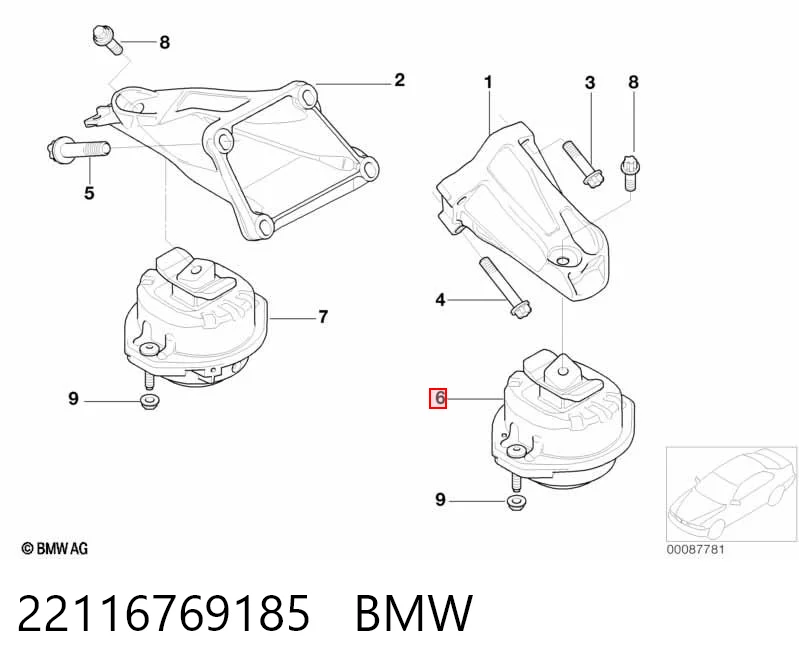 22116769185 BMW Cojín del motor