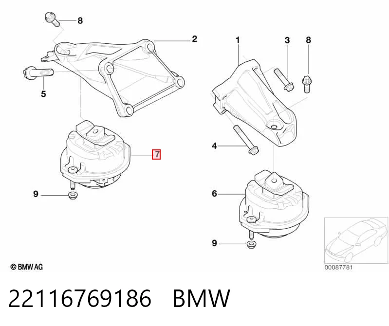 22116769186 BMW Soporte de motor derecho