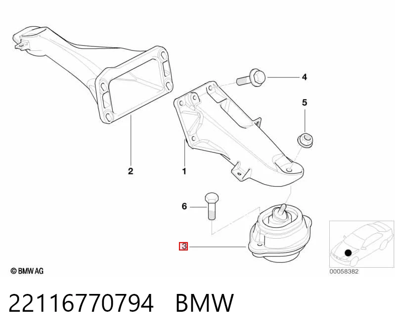 22116770794 BMW Almohada del Motor Izquierda / Derecha