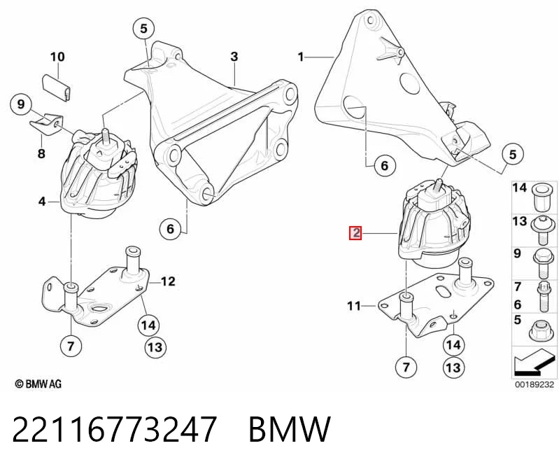22116773247 BMW Cojín del motor