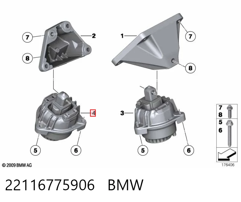 22116775906 BMW Soporte de motor derecho