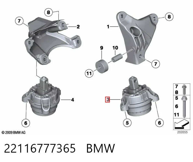 22116777365 BMW Cojín del motor