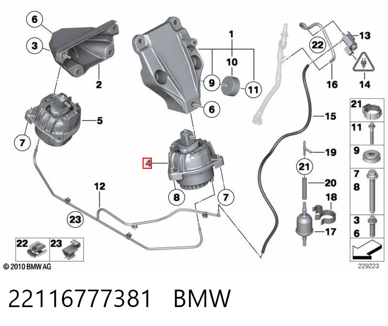 22116777381 BMW Cojín del motor