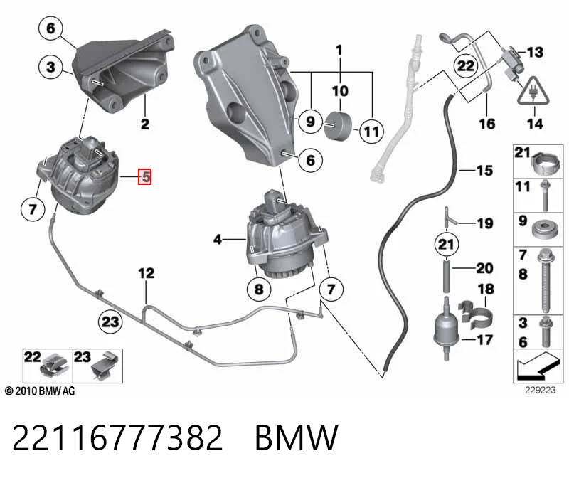 22116777382 BMW Soporte de motor derecho