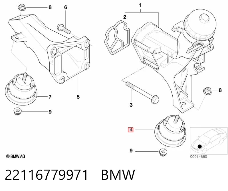 22116779971 BMW Cojín del motor