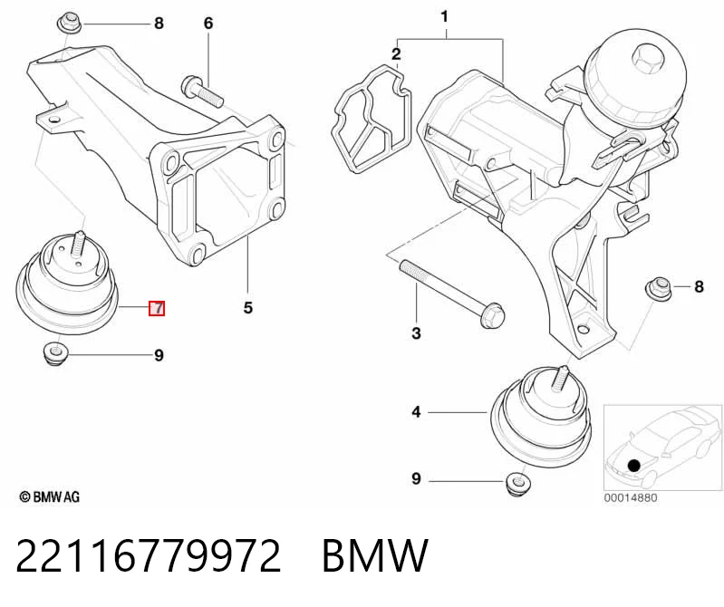 22116779972 BMW Soporte de motor derecho