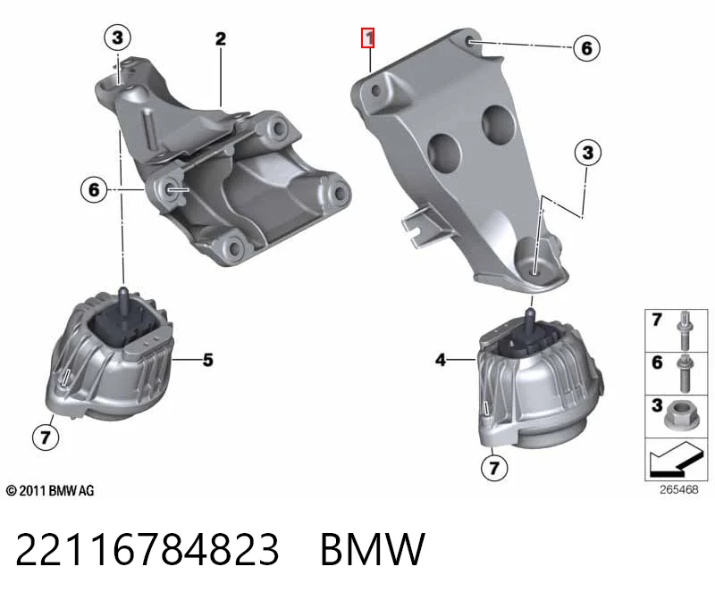22116784823 BMW Soporte del soporte izquierdo del motor