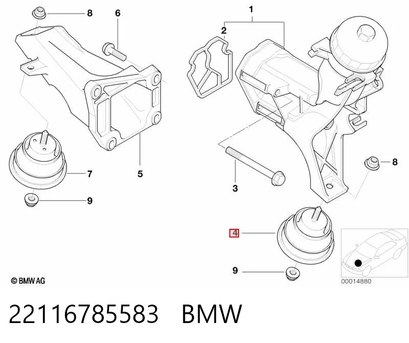 22116785583 BMW Cojín del motor