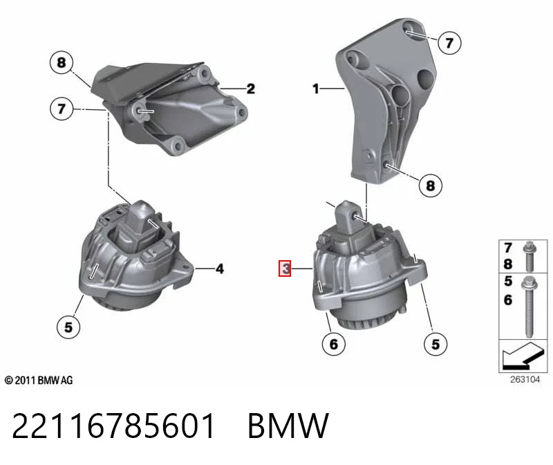 22116785601 BMW Almohada del Motor Izquierda / Derecha