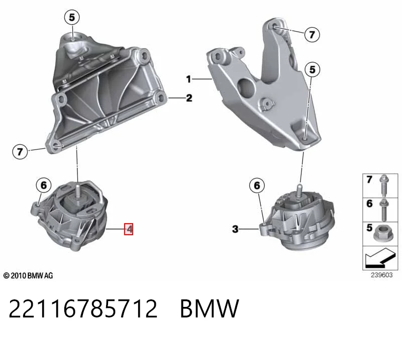 22116785712 BMW Soporte de motor derecho