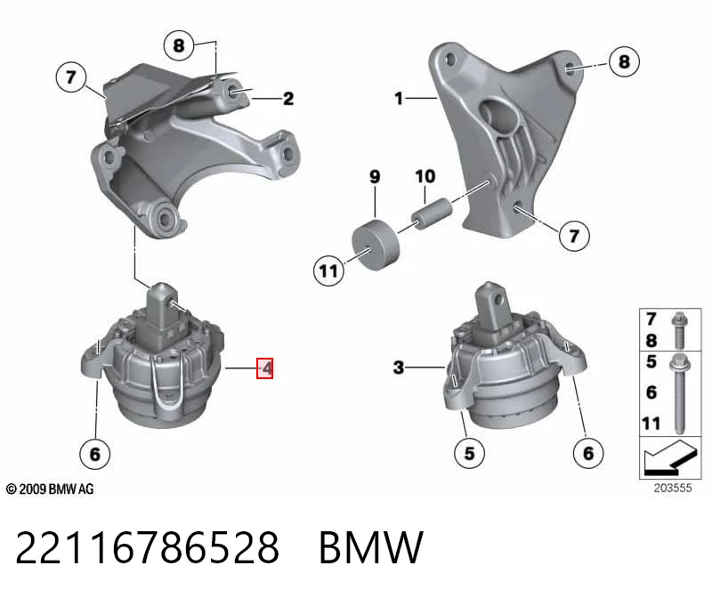 22116786528 BMW Soporte de motor derecho