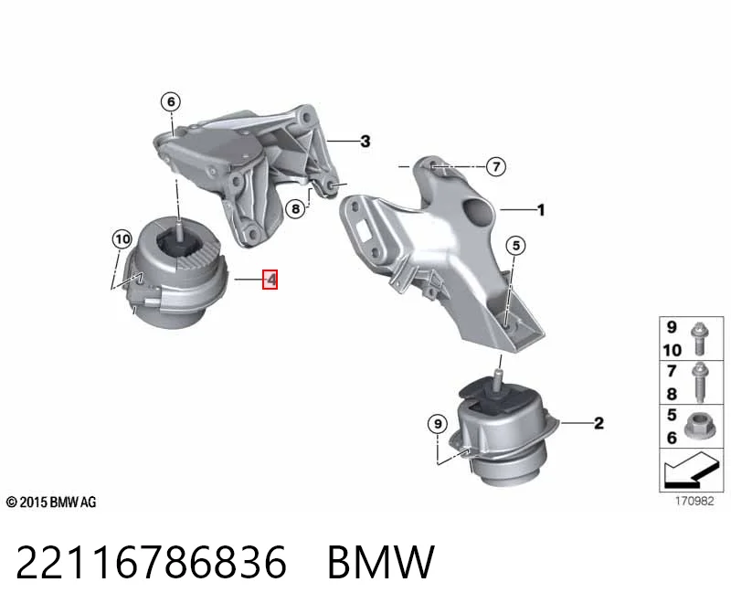 22116786836 BMW Soporte de motor derecho