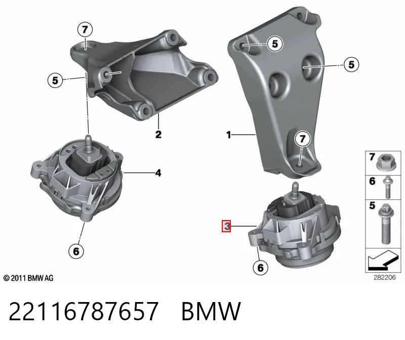 22116787657 BMW Cojín del motor