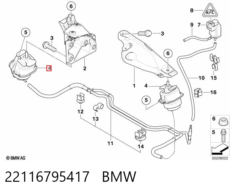22116795417 BMW Almohada del Motor Izquierda / Derecha