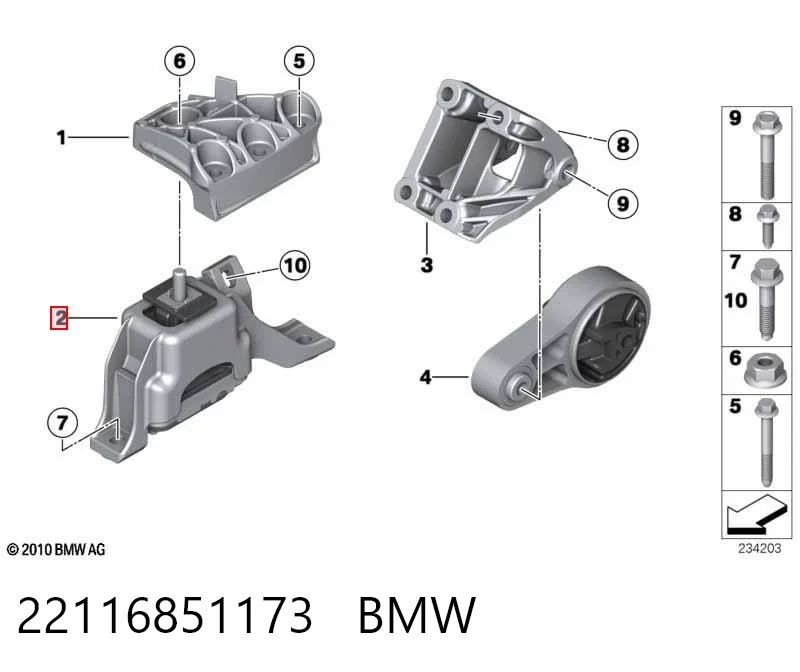 22116851173 BMW Soporte de motor derecho