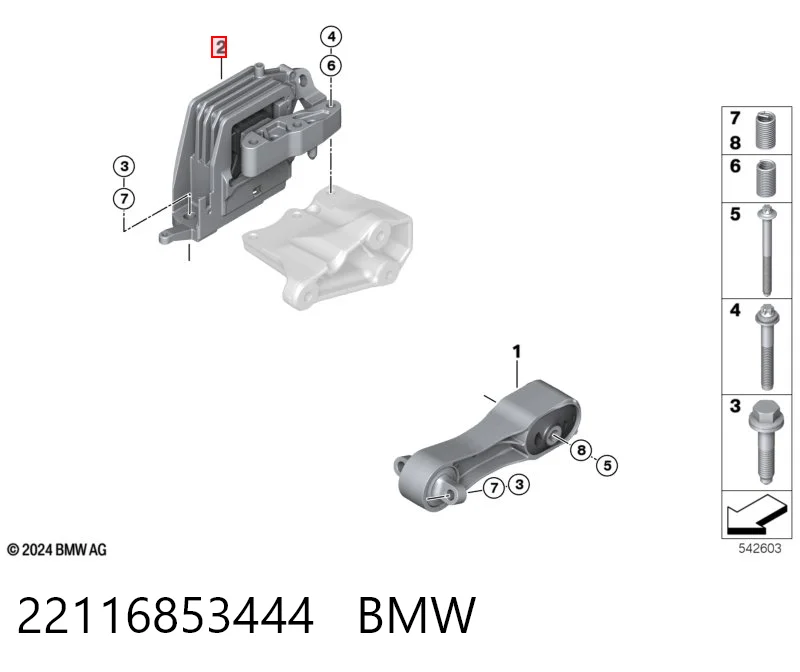 22116853444 BMW Soporte de motor derecho
