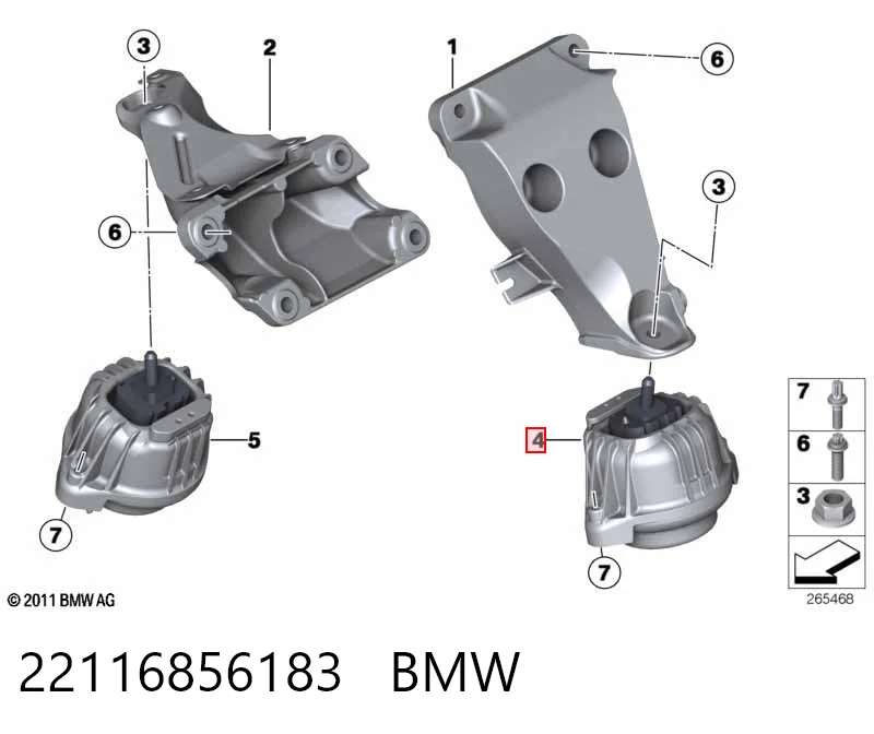 22116856183 BMW Cojín del motor