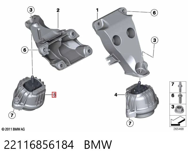 22116856184 BMW Soporte de motor derecho