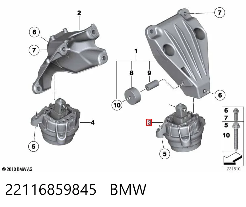 22116859845 BMW Cojín del motor