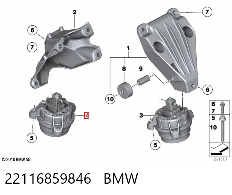 22116859846 BMW Soporte de motor derecho
