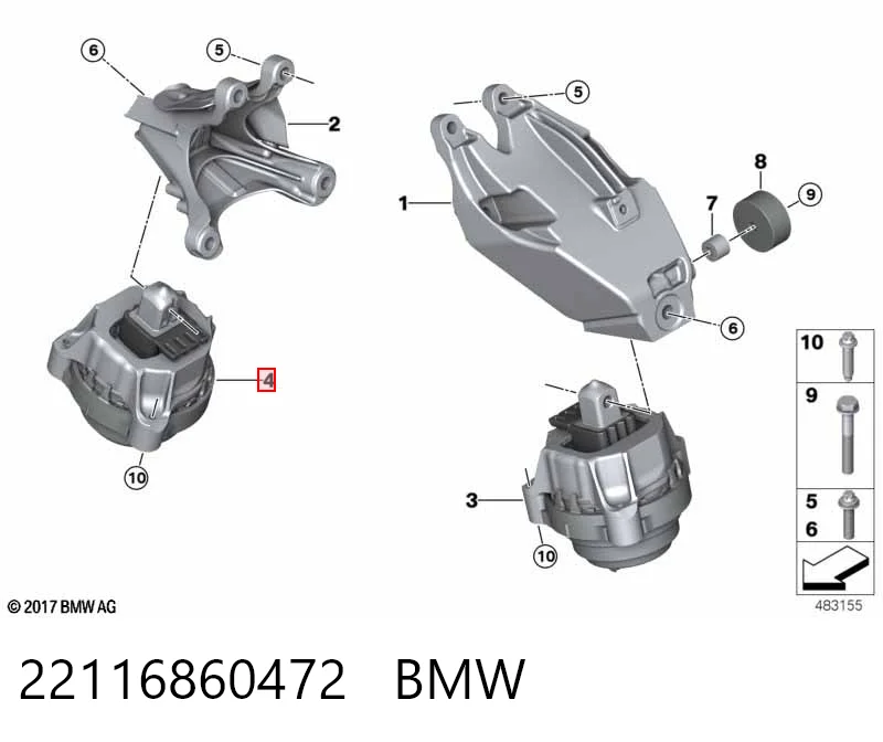 22116860472 BMW Soporte de motor derecho